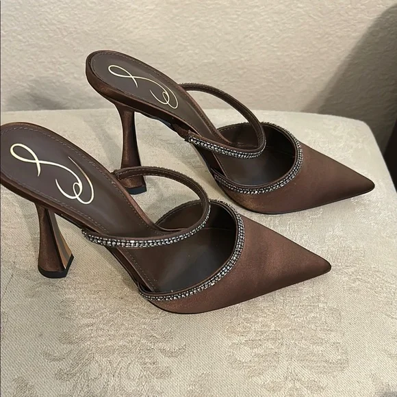 Sam Edelman Chocolate Satin Pumps - Picture 5 of 6